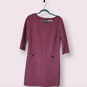 Lilly Pulitzer Womens Size Large Charlene Striped Sheath Dress Pink Pockets Work